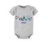 2023 Believe Christmas Matching Family Pajamas Exclusive Design Snowman Love Christmas Blue Short Pajamas Set