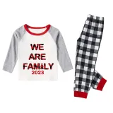 2023 We Are Family Christmas Matching Family Pajamas Black White Plaids Pants Set With Dog Pajamas