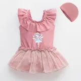 Girls Bathing Suits Angel Girl One Piece Lace Collar Swimsuits