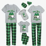 2023 Christmas Matching Family Pajamas Our First Christmas Gnomes Green Pants Pajamas Set