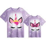 Mommy and Me Matching Clothing Top Unicorn Head Mama Mini Tie Dyed Family T-shirts