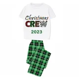 2023 Christmas Matching Family Pajamas Exclusive Design Printed Christmas Crew Green Short Pajamas Set