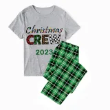 2023 Christmas Matching Family Pajamas Exclusive Design Printed Christmas Crew Green Short Pajamas Set