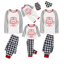 2023 Proud Member OF Naughty List White Christmas Plaids Pants Set Matching Family Pajamas Set