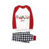 2023 Believe Christmas Matching Family Pajamas Exclusive Design Snowman Love Christmas White Black Plaids Pajamas Set