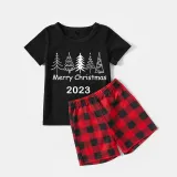 2023 Christmas Matching Family Pajamas Exclusive Merry Christmas Beatiful Tree Black Pajamas Set