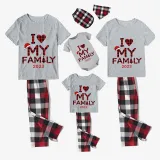 2023 Christmas Matching Family Pajamas Exclusive Design I Love My Family Gray Short Multicolor Pants Pajamas Set