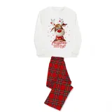 2023 Christmas Matching Family Pajamas Exclusive Design Printed Christmas Crew White Pajamas Set