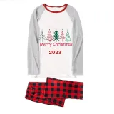 2023 Christmas Matching Family Pajamas Exclusive Merry Christmas Beatiful Tree Red Pajamas Set
