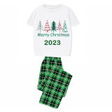 2023 Christmas Matching Family Pajamas Exclusive Merry Christmas Beatiful Tree Green Short Pajamas Set