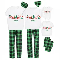 2023 Believe Christmas Matching Family Pajamas Exclusive Design Snowman Love Christmas Green Short Pajamas Set