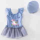 Girls Bathing Suits Hello Summer One Piece Lace Collar Swimsuits