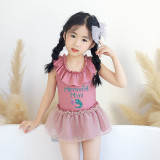 Girls Bathing Suits Mermaid Mini One Piece Lace Collar Swimsuits