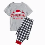 2023 Christmas Matching Family Pajamas Exclusive Design Christmas Couple Reindeer Gray Short Pajamas Set