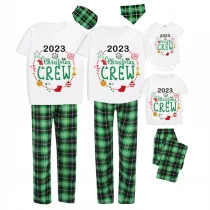 2023 Christmas Matching Family Pajamas Exclusive Design Christmas Crew Wreath Green Short Pajamas Set