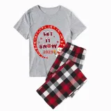 2023 Christmas Matching Family Pajamas Snowman let It Snow Gray Short Pajamas Set