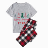2023 Christmas Matching Family Pajamas Exclusive Merry Christmas Beatiful Tree Gray Short Pajamas Set