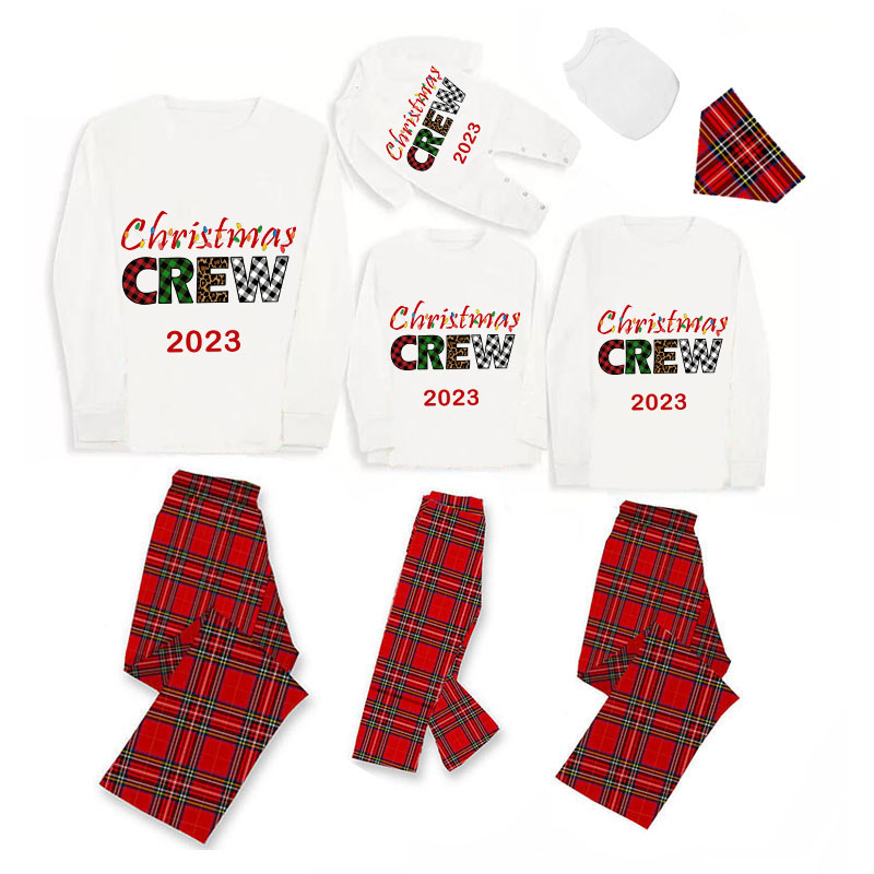 2023 Christmas Matching Family Pajamas Christmas Exclusive Design Merry Christmas Crew White Christmas Pajamas Set