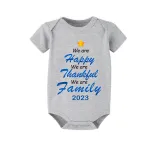 2023 Christmas Matching Family Pajamas We Are Happy Thanksful Family Blue Short Pajamas Set