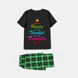 2023 Christmas Matching Family Pajamas We Are Happy Thanksful Family White Black Pajamas Set