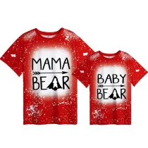Mommy and Me Matching Clothing Top Red Bear Mama Mini Tie Dyed Family T-shirts