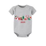 2023 Believe Christmas Matching Family Pajamas Exclusive Design Snowman Love Christmas Gray Short Pajamas Set
