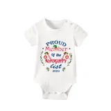 2023 Proud Member OF Naughty List White Christmas Blue Short Set Matching Family Pajamas Set