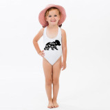 Mommy and Me Bathing Suits Bear Mama Mini Flower Shoulder Backless Swimsuits