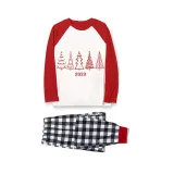 2023 Christmas Matching Family Pajamas Exclusive Christmas Tree Gray Black White Plaids Pants Pajamas Set