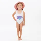 Mommy and Me Bathing Suits Mermaid Heart Mama And Mini Flower Shoulder Backless Swimsuits