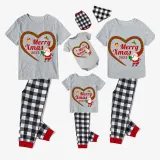 2023 Christmas Matching Family Pajamas Santa Heart Merry Xmas Gray Short Pajamas Set