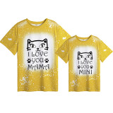 Mommy and Me Matching Clothing Top Cat I love You Mama And Mini Tie Dyed Family T-shirts