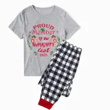 2023 Proud Member OF Naughty List White Christmas Gray Short Set Matching Family Pajamas Set