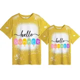 Mommy and Me Matching Clothing Top Hello Summer Ice Cream Mama And Mini Tie Dyed Family T-shirts