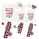 2023 Christmas Matching Family Pajamas Dear Santa They're The Naughty Ones Red Pajamas Set