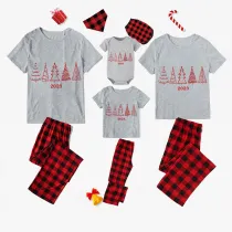 2023 Christmas Matching Family Pajamas Exclusive Christmas Tree Gray Short Pajamas Set
