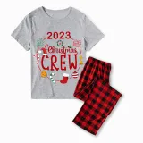 2023 Christmas Matching Family Pajamas Exclusive Design Christmas Crew Wreath Gray Short Pajamas Set