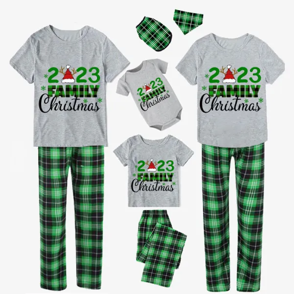 Christmas Matching Family Pajamas 2023 Family Christmas Hat Green Short Pajamas Set