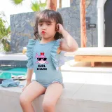Girls Bathing Suits Girl Shark One Piece Ruffled Cuff Swimsuits