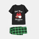 2023 Christmas Matching Family Pajamas Our First Christmas Gnomes Black Short Pajamas Set
