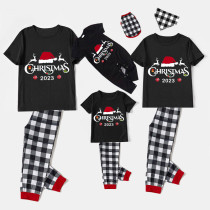 2023 Christmas Matching Family Pajamas Exclusive Design Christmas Couple Reindeer White Black Pajamas Set