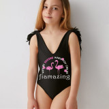 Mommy and Me Bathing Suits Why Be Boring When You Can Be Fiamazing Feather Shoulder Backless Swimsuits