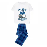 2023 Christmas Matching Family Pajamas Our First Christmas Gnomes Blue Pants Pajamas Set
