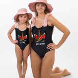 Mommy and Me Bathing Suits Unicorn Mama Mini Flower Shoulder Backless Swimsuits