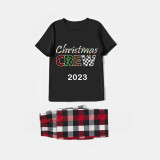 2023 Christmas Matching Family Pajamas Exclusive Design Printed Christmas Crew Black Short Pajamas Set
