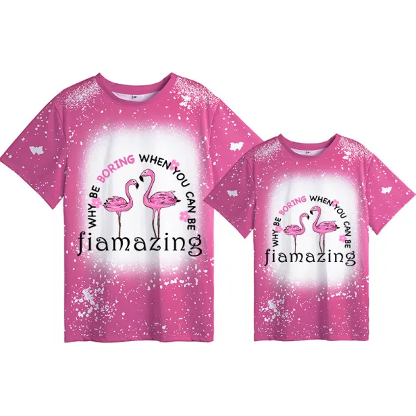 Mommy and Me Matching Clothing Top Flamingos Tie Dyed Family T-shirts