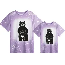 Mommy and Me Matching Clothing Top Bear Baby Mama Mini Tie Dyed Family T-shirts