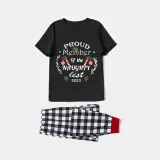 2023 Proud Member OF Naughty List White Christmas Black Short Set Matching Family Pajamas Set