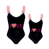 Mommy and Me Bathing Suits Love Watermelon Mama And Mini Flower Shoulder Backless Swimsuits