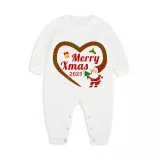 2023 Christmas Matching Family Pajamas Santa Heart Merry Xmas Blue Pants Pajamas Set